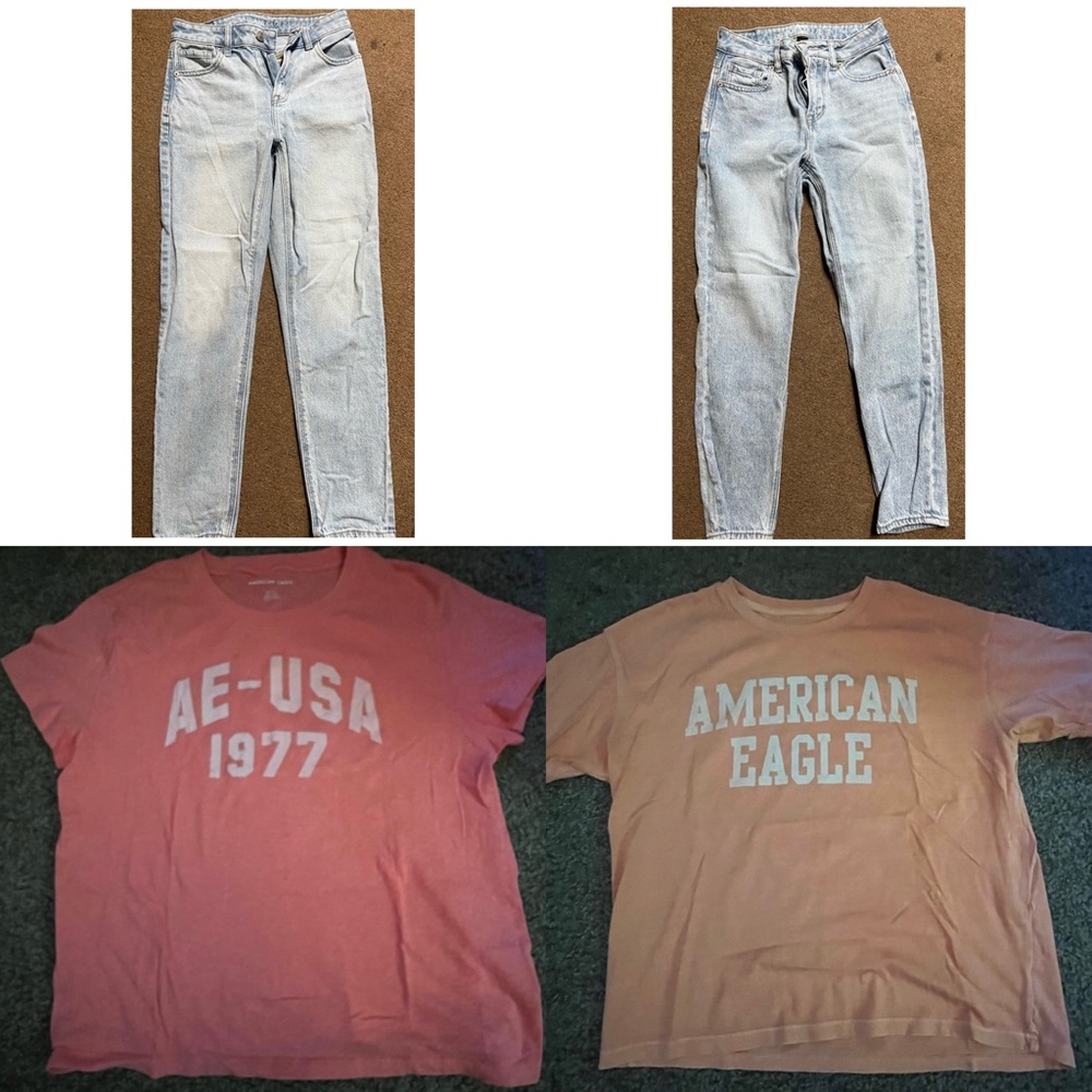 ‼️LOT- Ladies American Eagle (2) Jeans (2) crop tees